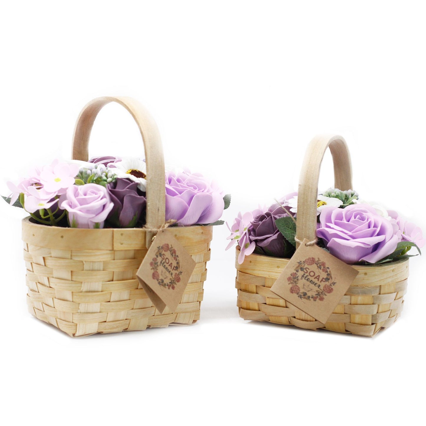 Ramo en canasta de mimbre - lilas med