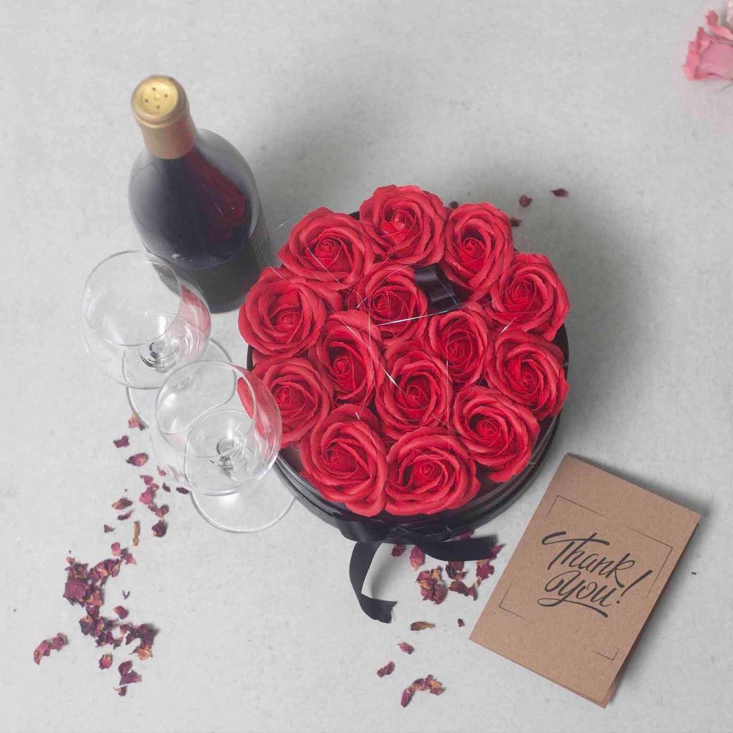 Caja de Regalo - Flor de Jabón 14 Rosas rojo - ronda